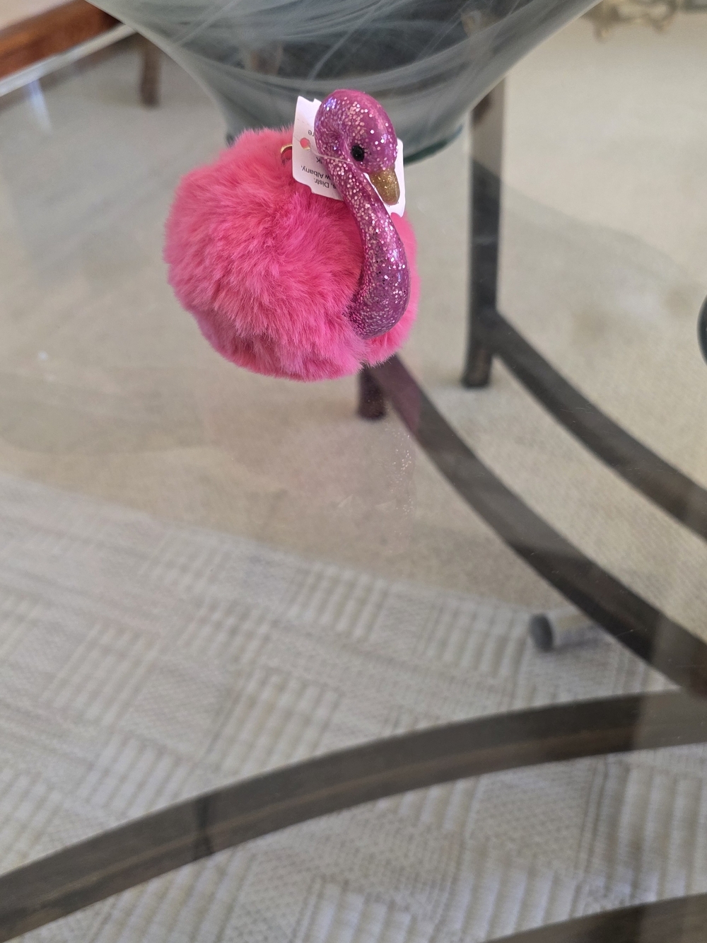 Bath & Body Works Pink Flamingo Fluffy Pom Pom PocketBac Holder Keychain – NEW